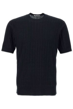 Maglia girocollo in seta cotone extrafine nero PAOLO PECORA | A034F2009000